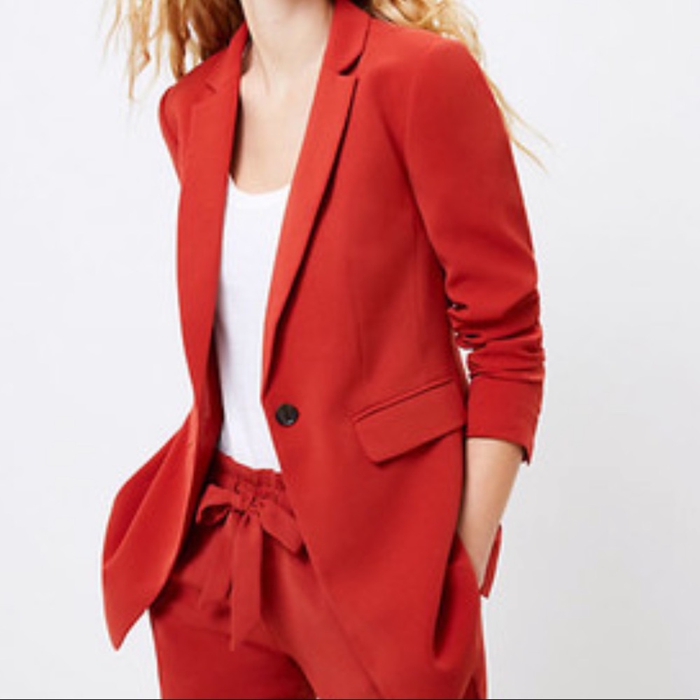Red high law blazer